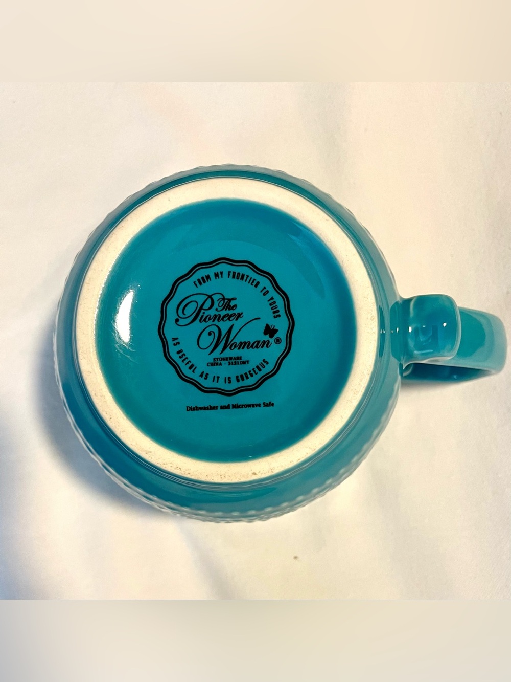 *Retired* Pioneer Woman Wildflower Whimsy Mug/Cup-16oz-Turquoise/Embossed/Floral - Picture 7 of 8
